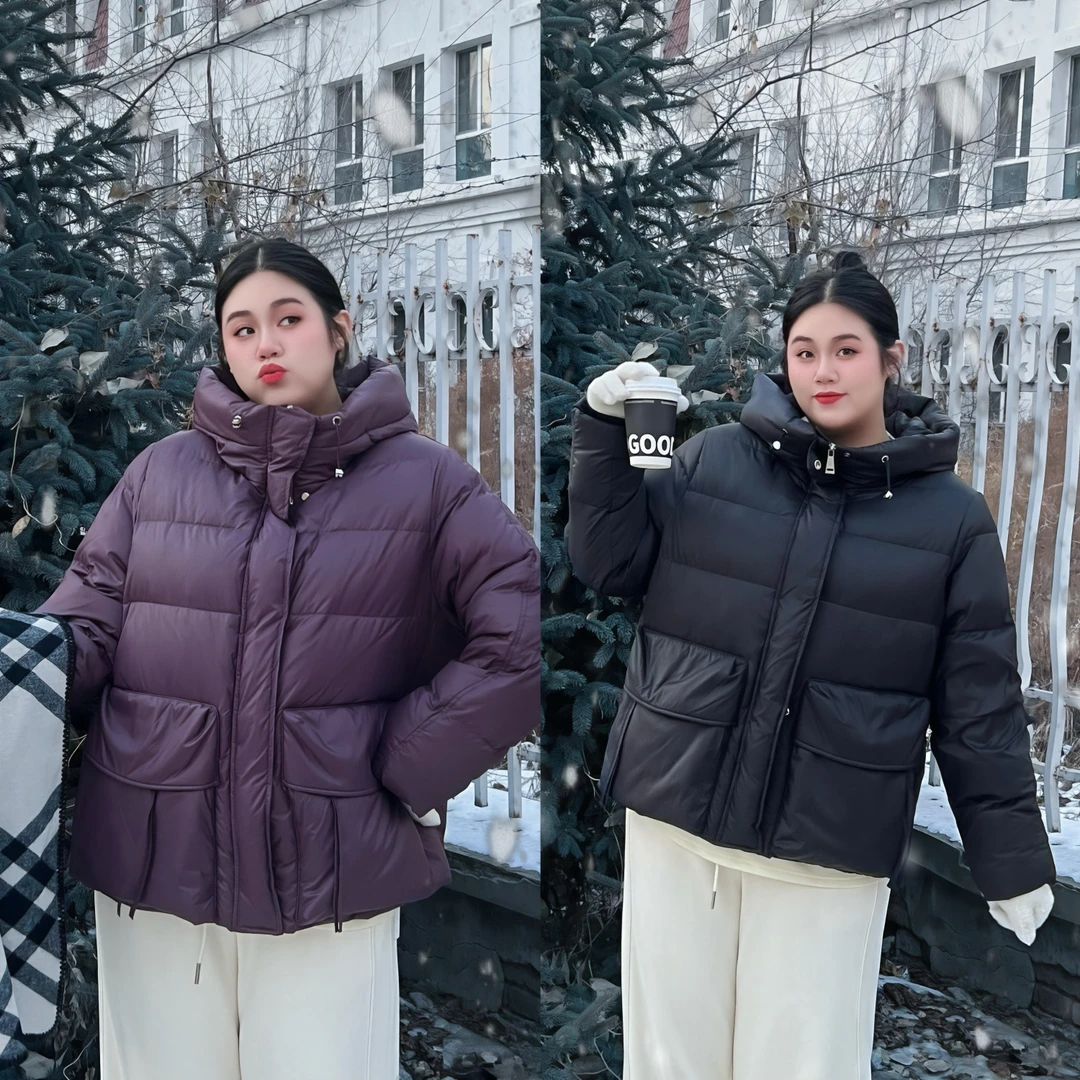 花契“布达佩斯”大码女装显瘦200斤胖mm-90白鸭绒羽绒服13697-F