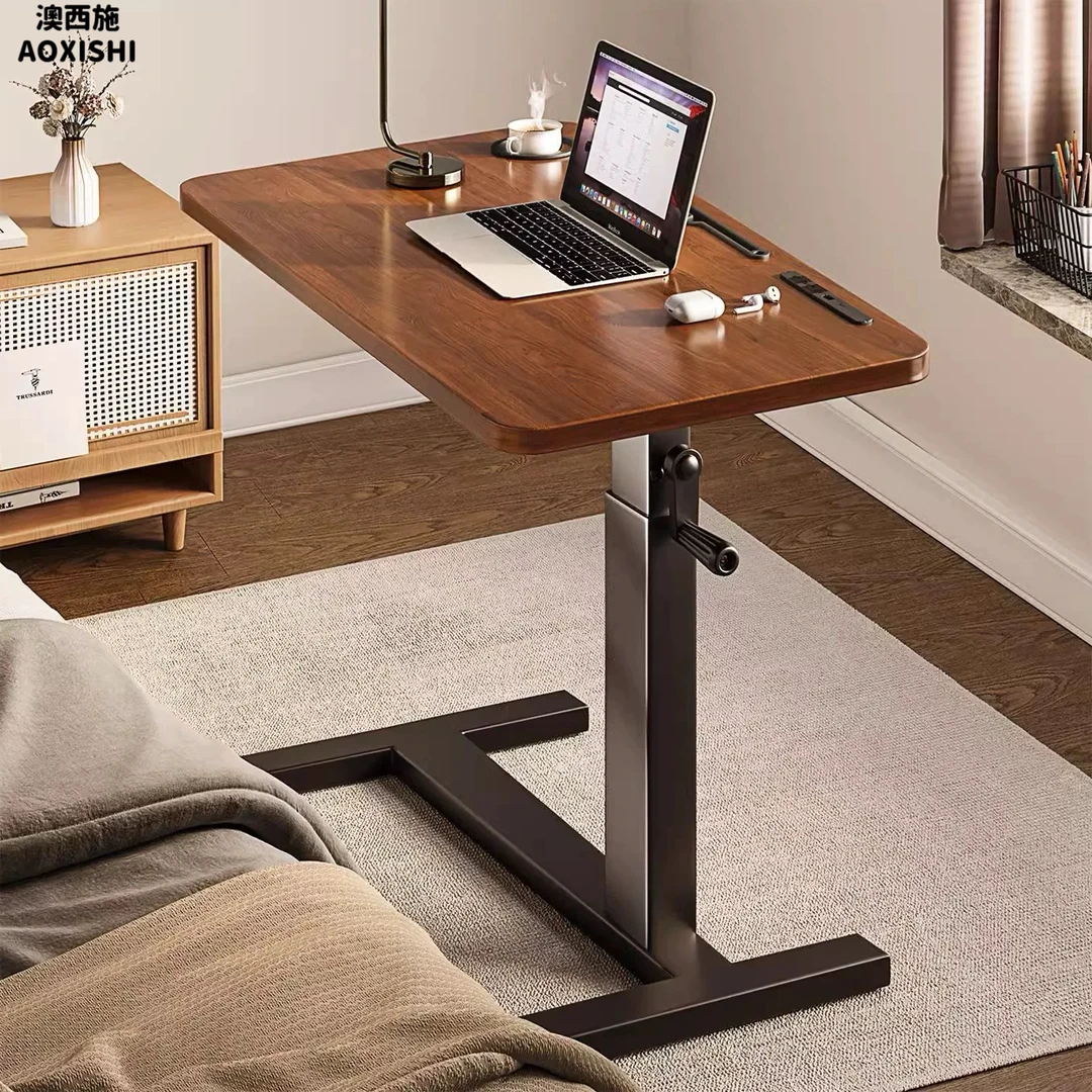 澳西施折叠升降电脑桌移动床边桌实木卧室用书桌办公桌长方工作台