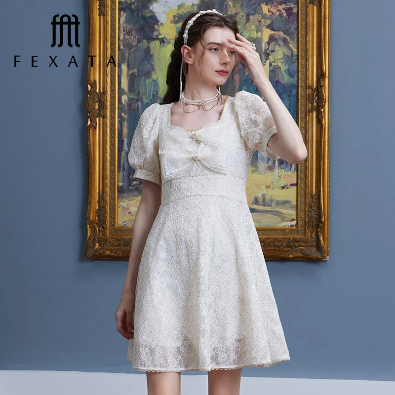 【小朱专属】FEXATA蝴蝶结气质连衣裙F22T0901