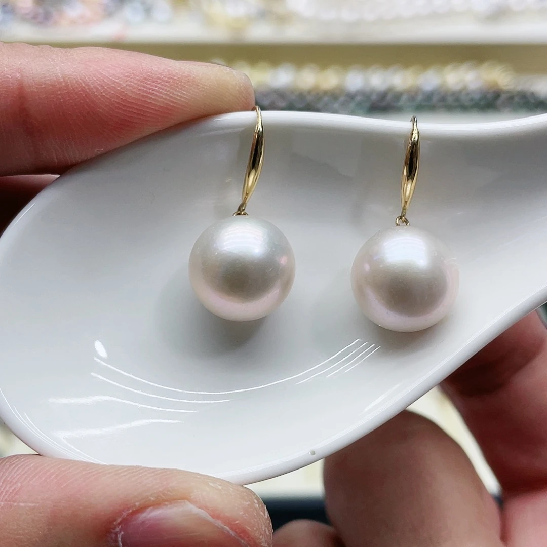 淡水珍珠耳饰18K金镶嵌