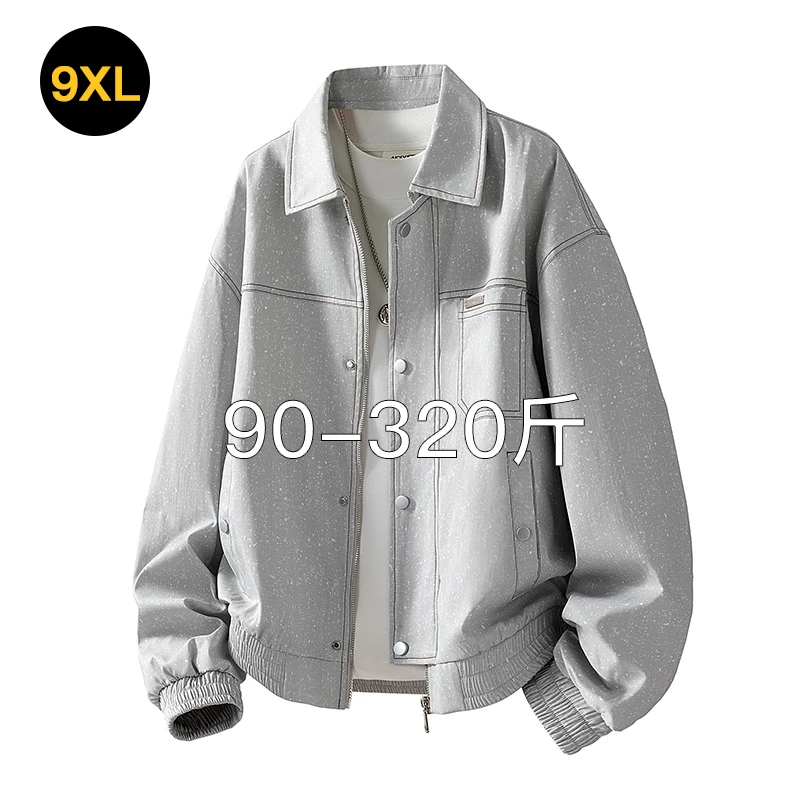 300斤大码韩版男士春秋季翻领夹克胖子加肥加大宽松休闲时尚外套T