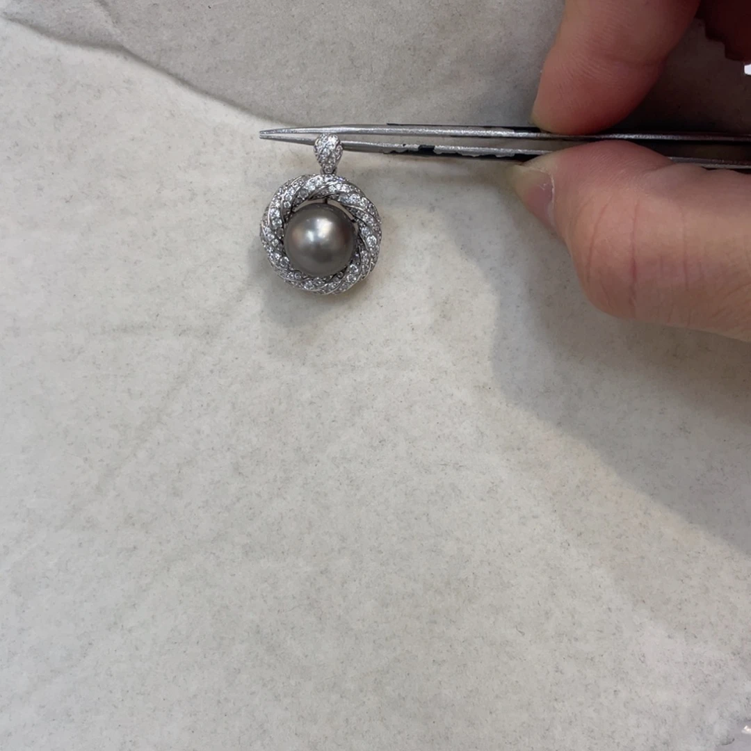 海水珍珠吊坠(不含链)银S925镶嵌