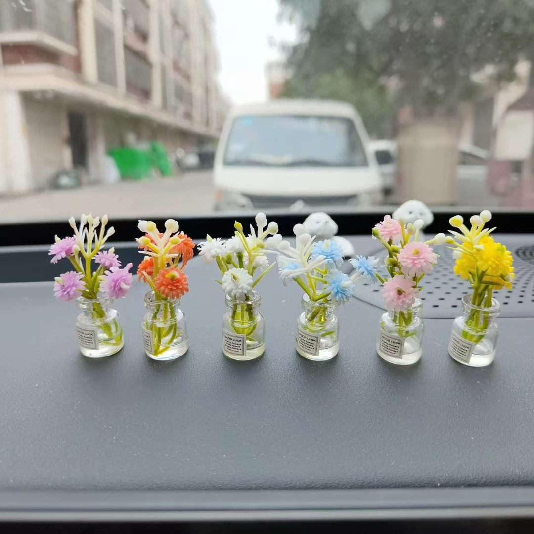 微缩树脂夜光玻璃花朵瓶子小摆件 diy小清新装饰品自制挂件