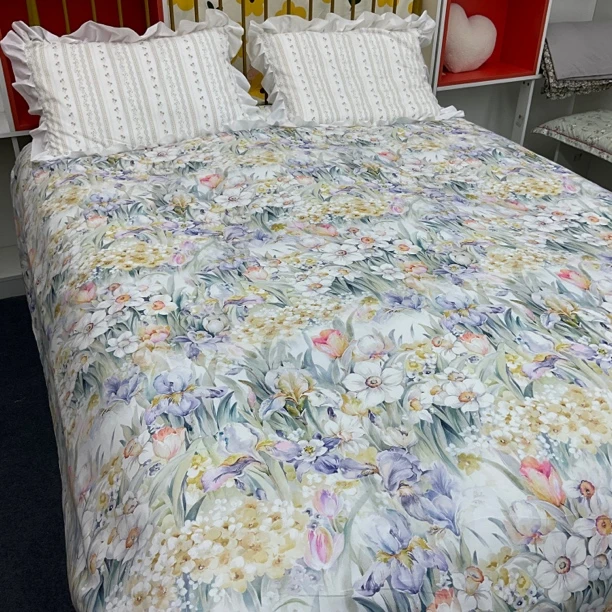 数码原创定制床单（芬芳-绿）轻奢家用2.4米×2.3米加厚原棉大帆布