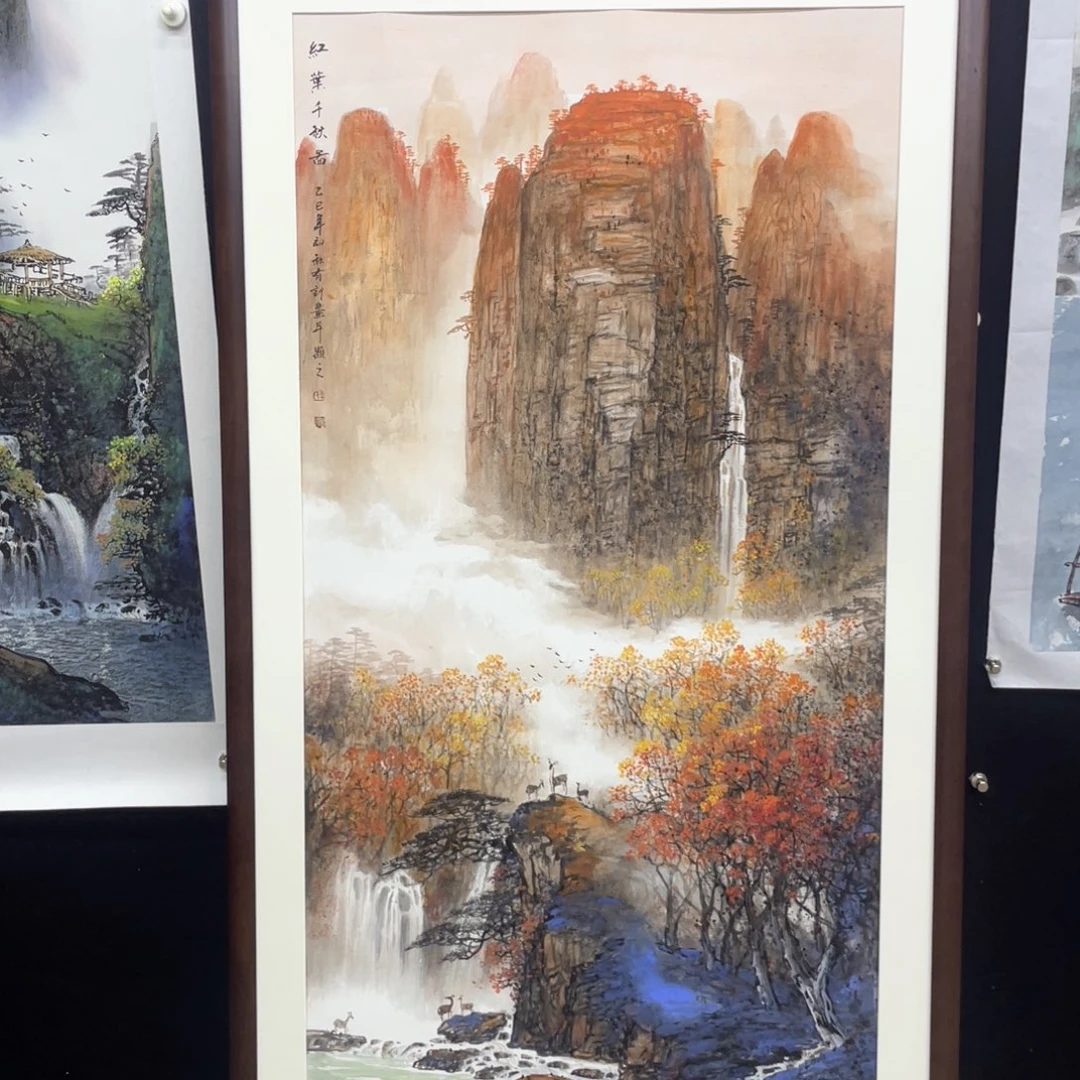 国画手绘国画，重彩山水，李有训
