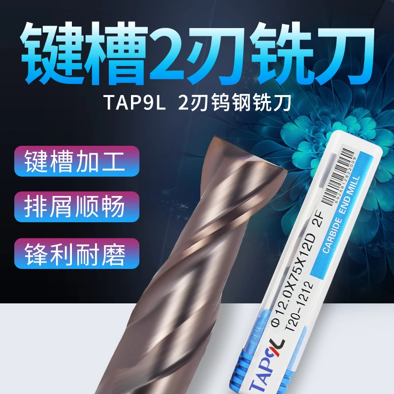 十只装55度钨钢铣刀2刃两齿双刃硬质合金立铣刀二刃键槽平底刀