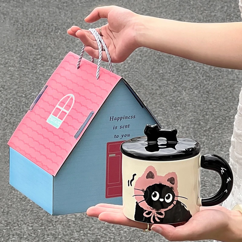 生日礼物女生猫咪陶瓷马克杯带盖创意情侣杯子送闺蜜实用礼品可爱