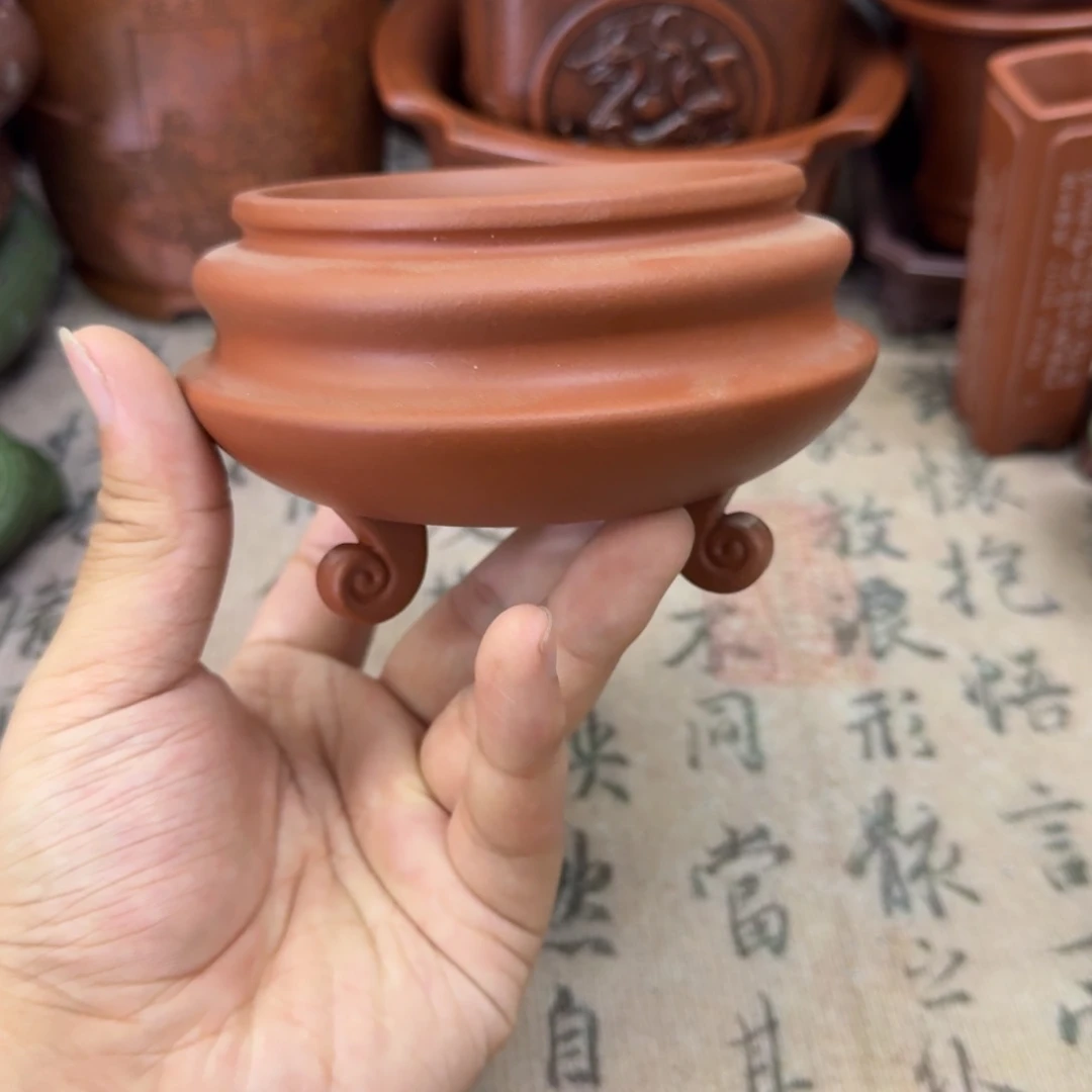 紫砂花盆8.5x4.5内经紫砂花盆瑕疵