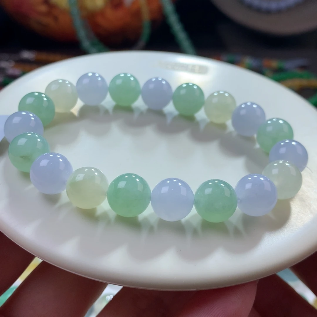 未镶嵌手链翡翠翡翠冰胶底玛卡龙卡10+