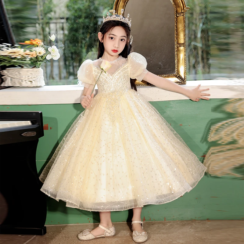 女童连衣裙新款儿童装礼服儿童公主裙短走秀小女孩气质裙99218WX