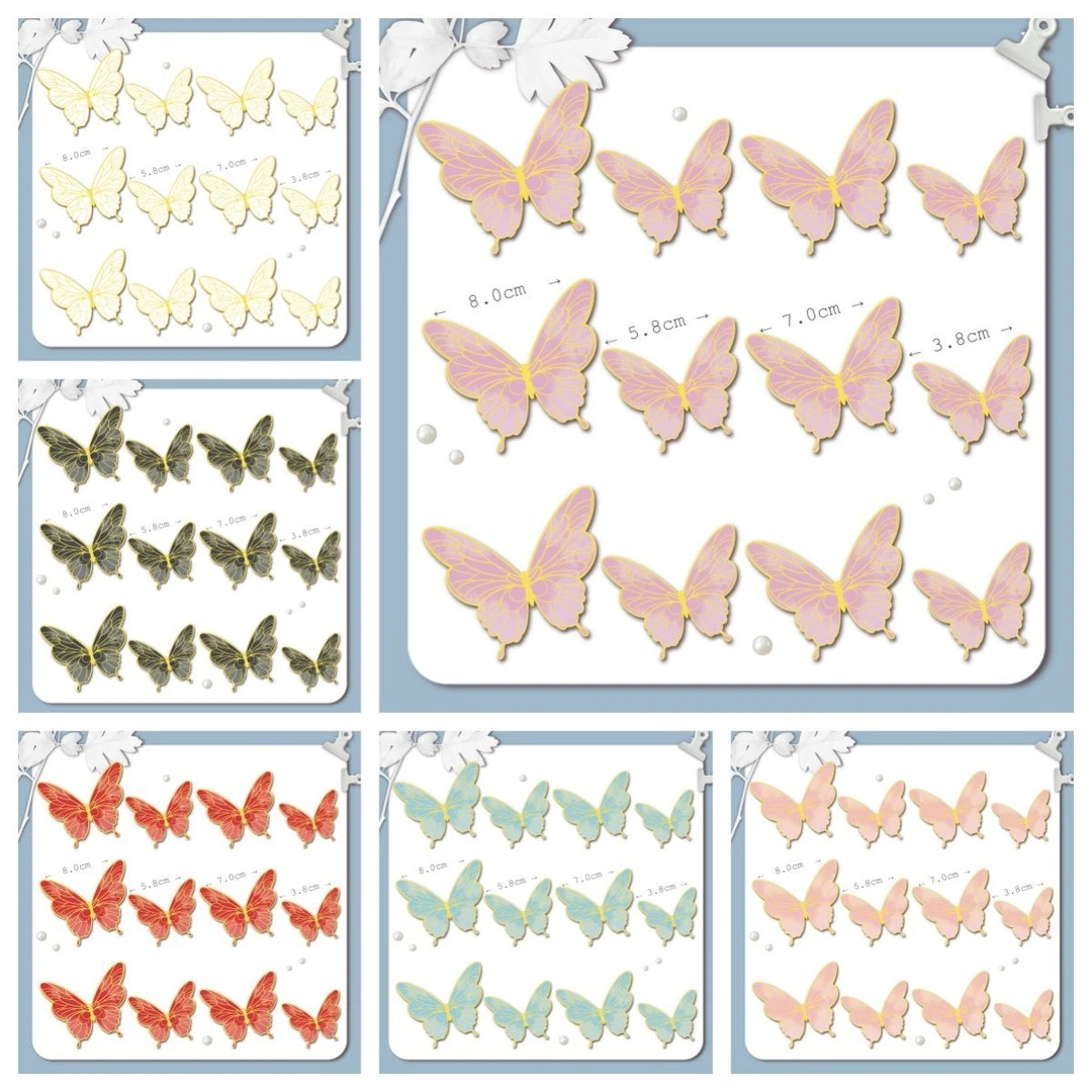 【新款网红】金边仿真插牌蝴蝶蛋糕装饰烘焙插件唯美生日摆件