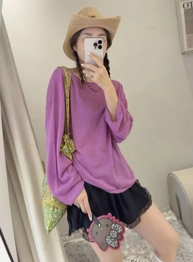 oitmmtio夏日彩色棉麻防晒纱T