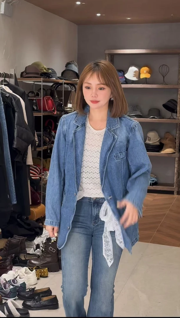 卡麦酱-G 西服款牛仔外套 2102