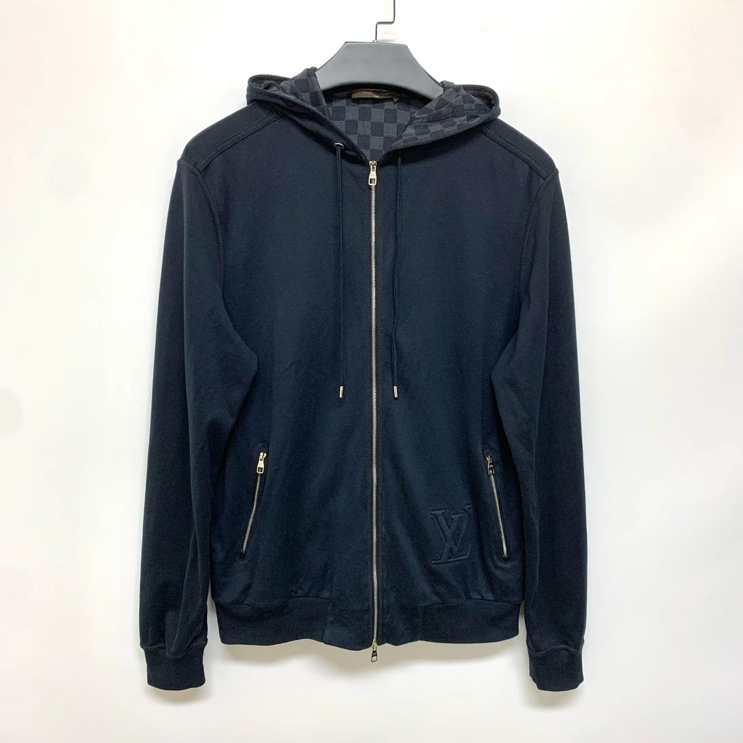 未使用 LouisVuitton/路易威登 棋盘格拉链连帽外套/M码/Y3958