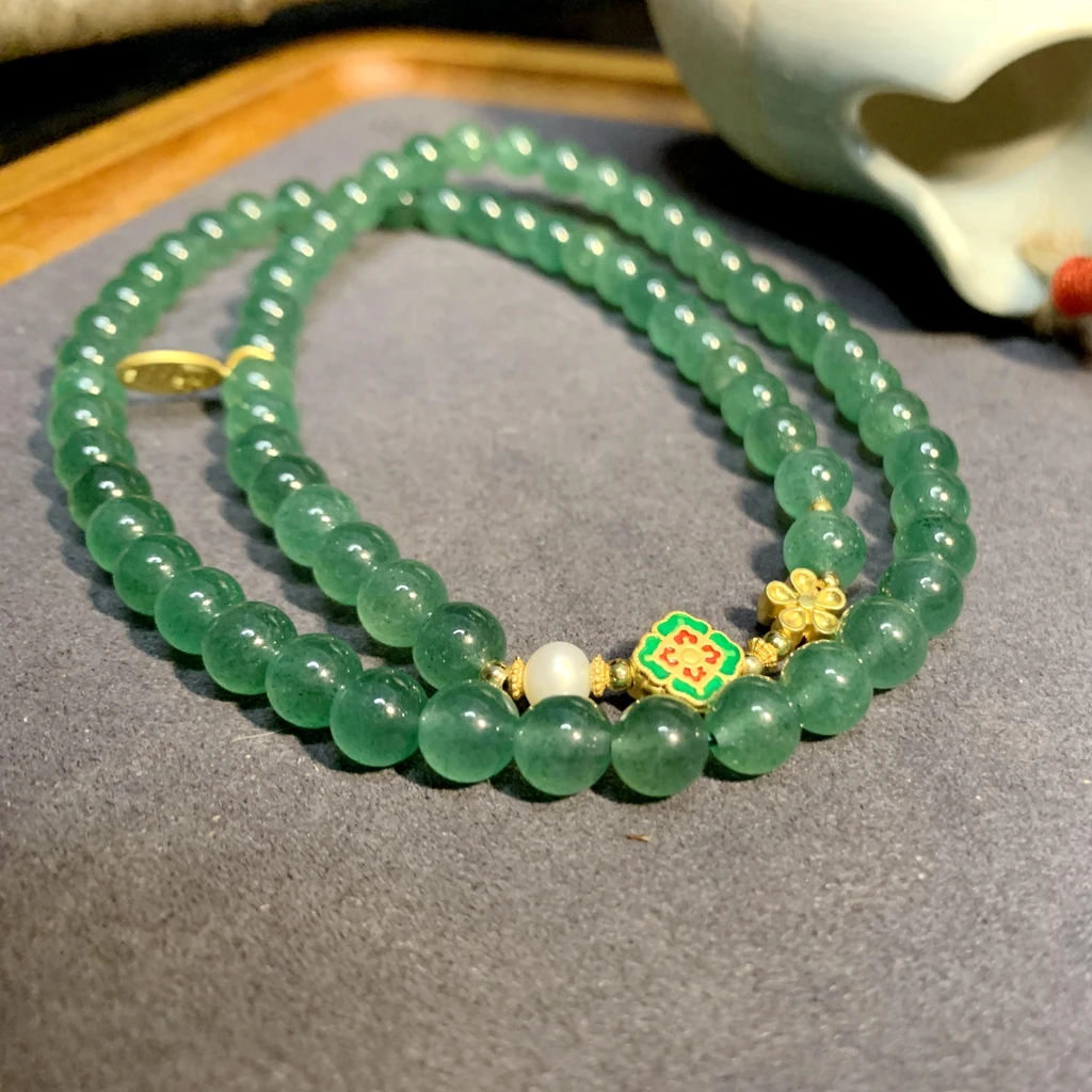 绿草莓晶多圈手串7mm 115