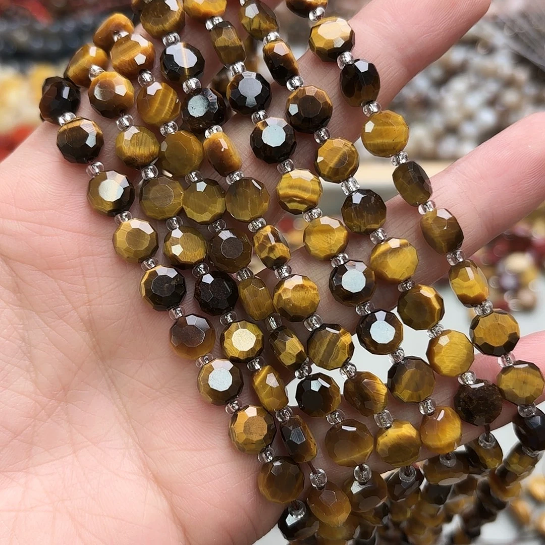 玛瑙/玉髓未镶嵌珠宝半成品卡8虎眼圆饼切一条