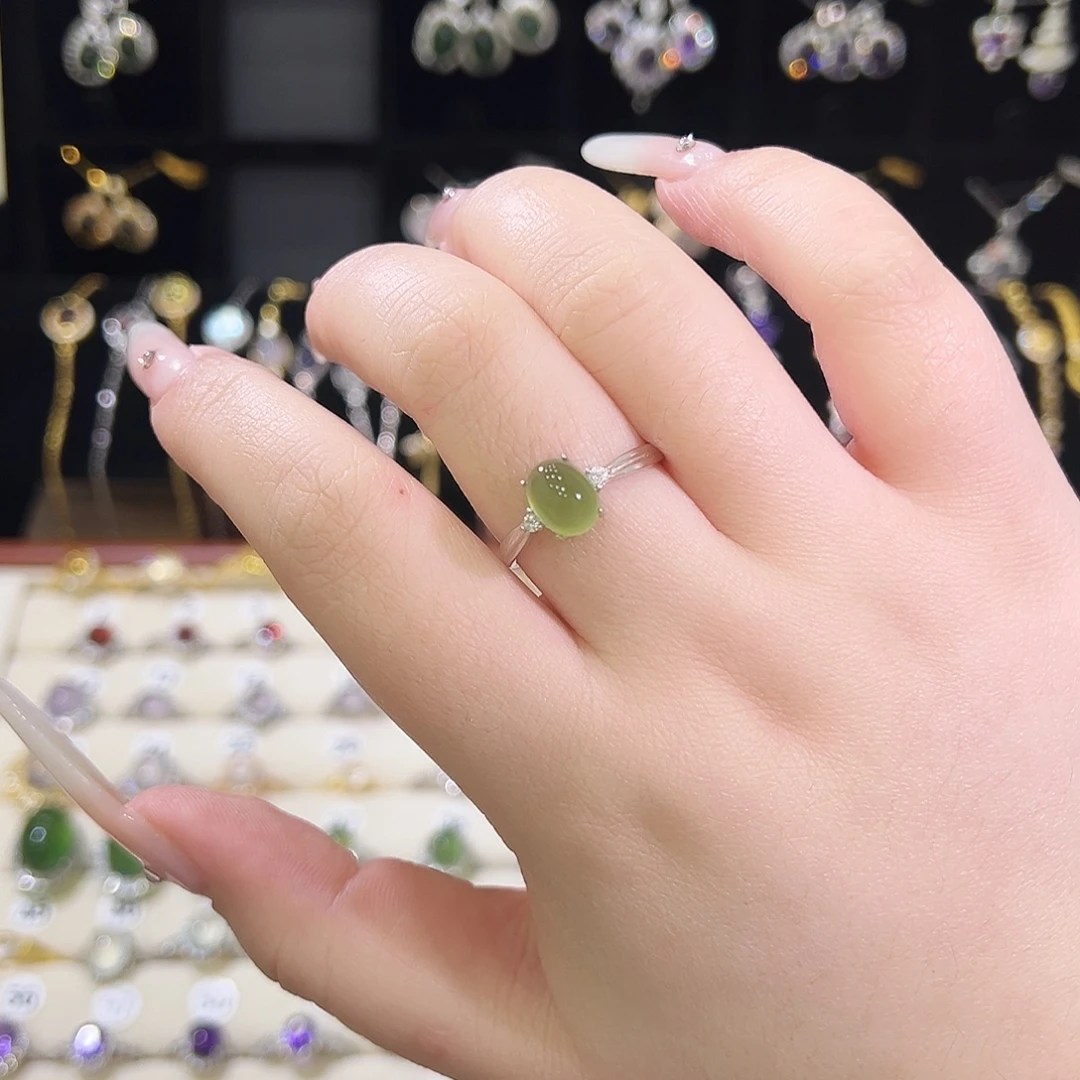 f***a蛇纹石玉银S925镶嵌戒指