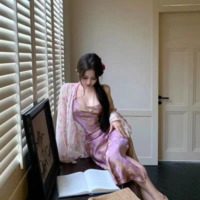 098夏季新款国风新中式洋气时尚百搭休闲显瘦碎花长袖开衫上衣