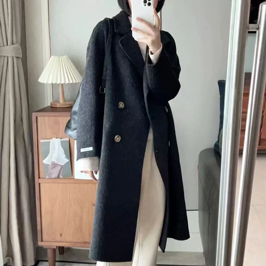 无印心匠A453 长款秋冬羊毛外套宽松显瘦大衣女西装领