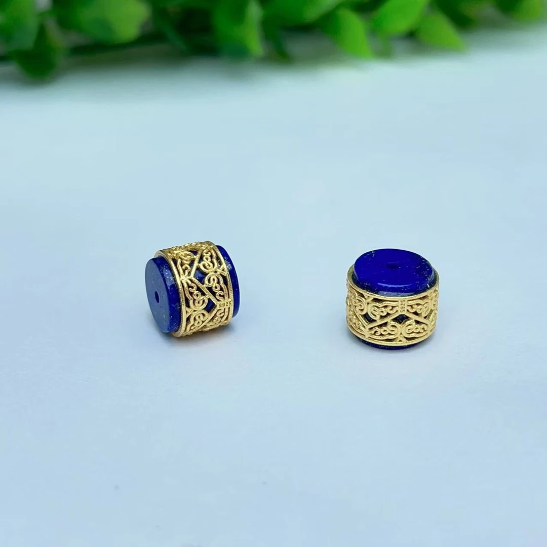 【千奇饰品】B702天然青金石金枝玉叶隔珠DIY小配件8*9mm多样性发一