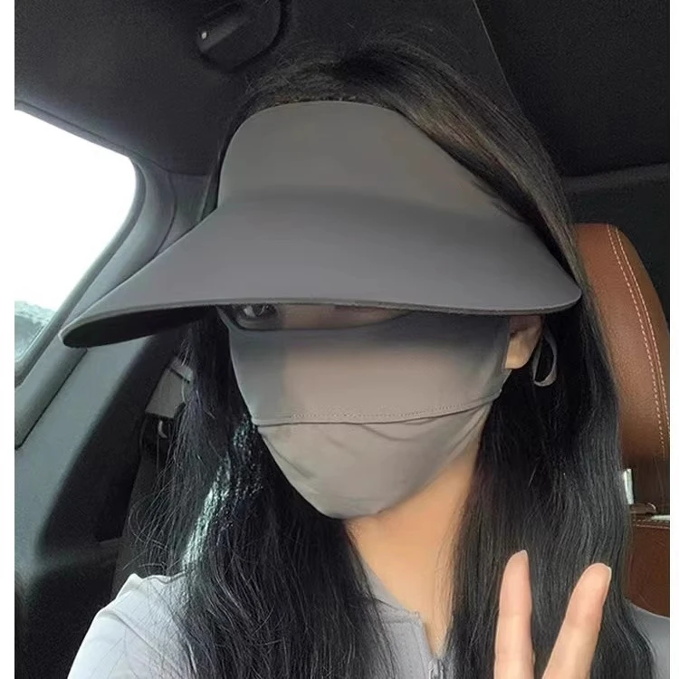 空顶防晒帽女夏无痕大檐一体防紫外线遮阳帽显脸小可折叠