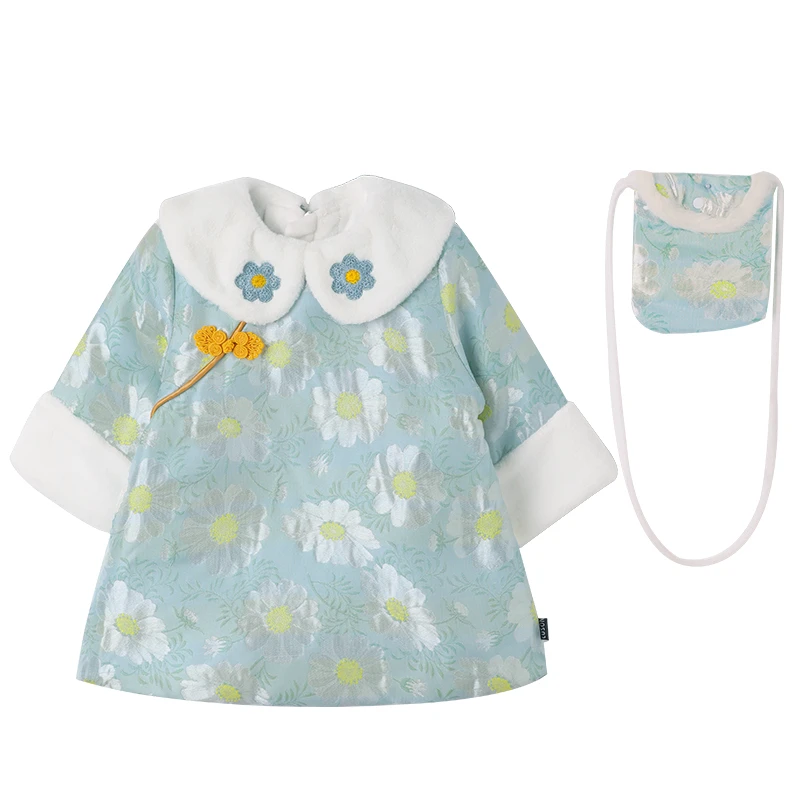 170 小O宝Okids童装 女宝宝中国风拜年服加绒新年唐装厚 FXD03211