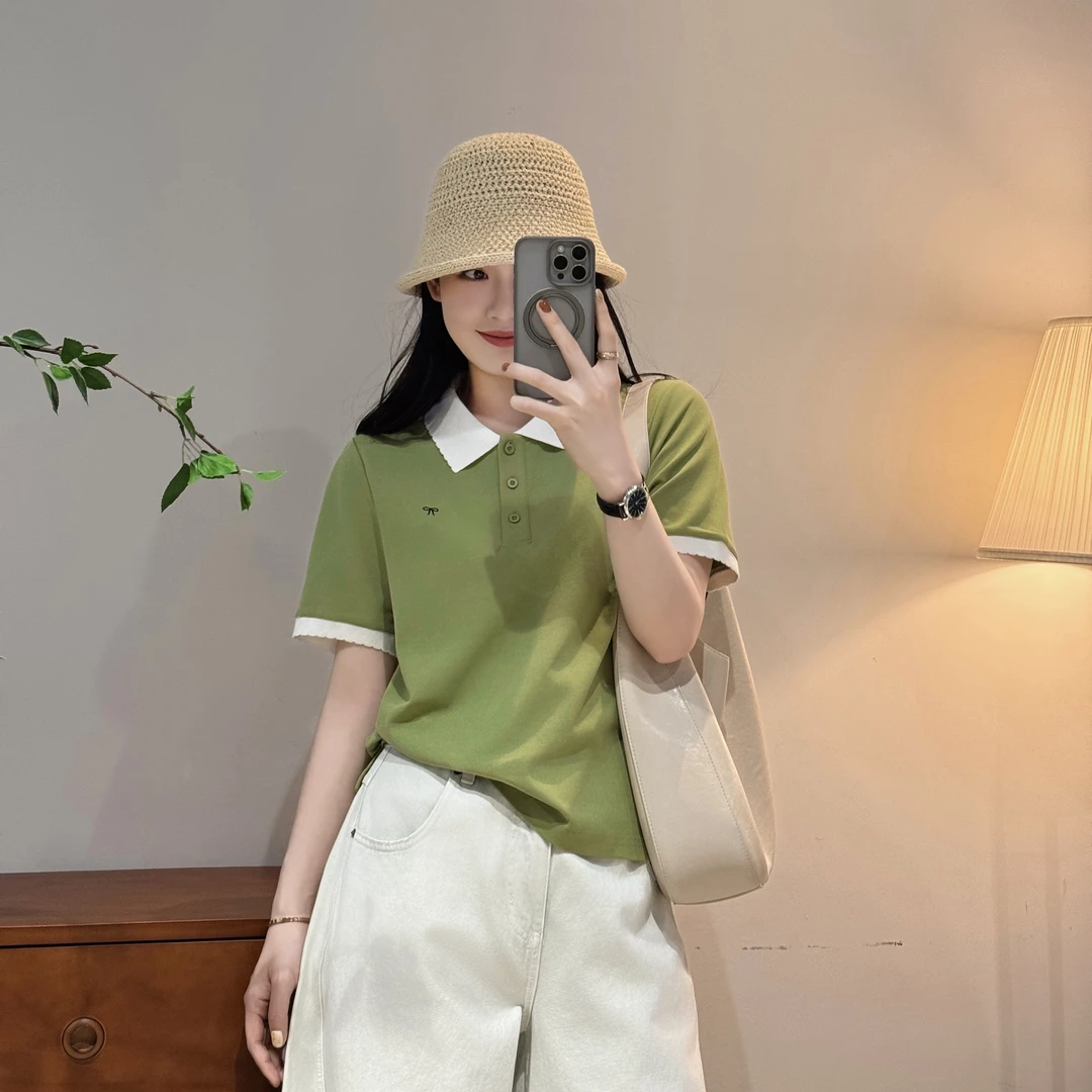 polo衫女款短袖夏季薄翻领正版有领高端宽松T恤上衣J25201303