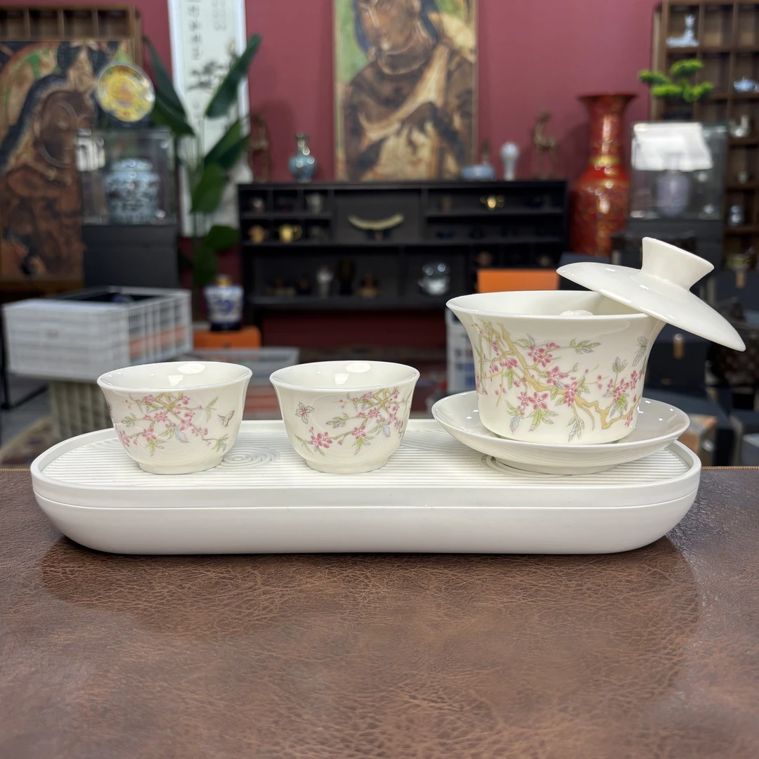 【闪购商品】羊脂玉陶瓷盖碗套组