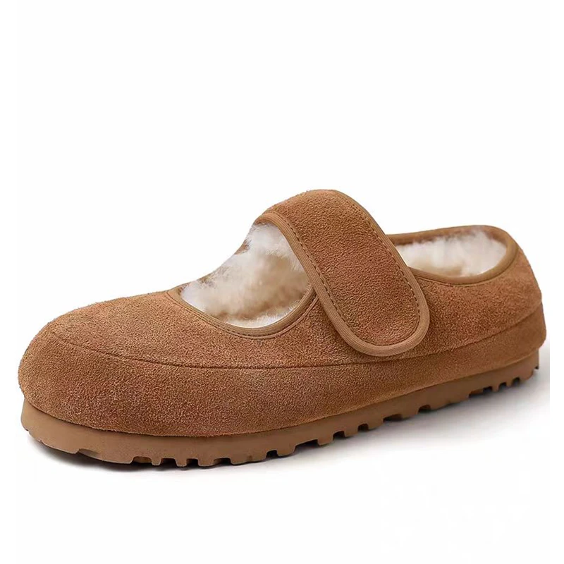 24款玛丽珍毛毛鞋皮真羊毛休闲透气舒适百搭港风纯色包头青春潮流