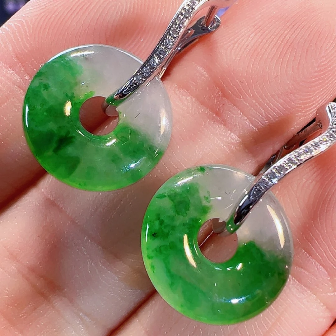 翡翠18K金镶嵌耳饰签收后24小时鉴赏期