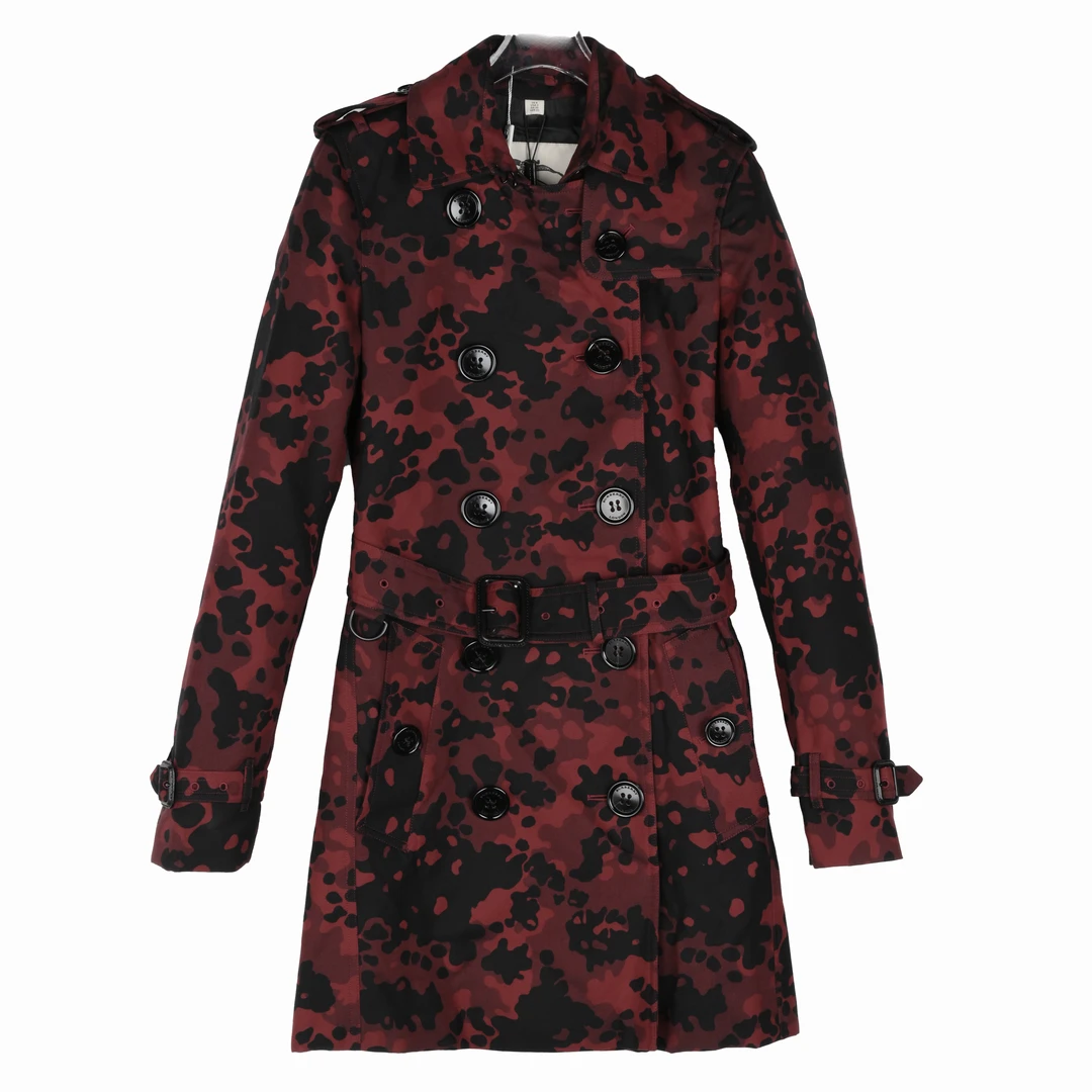 BURBERRY/博柏利女士红色豹纹时尚风衣外套 3994653