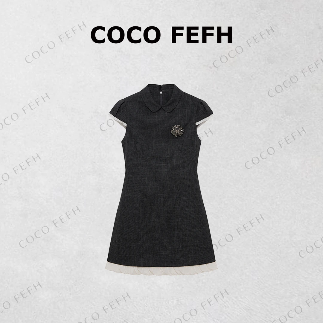 COCO FEFH 【连衣裙】2025夏季新款新中式美学格纹面料裙子女Z5905