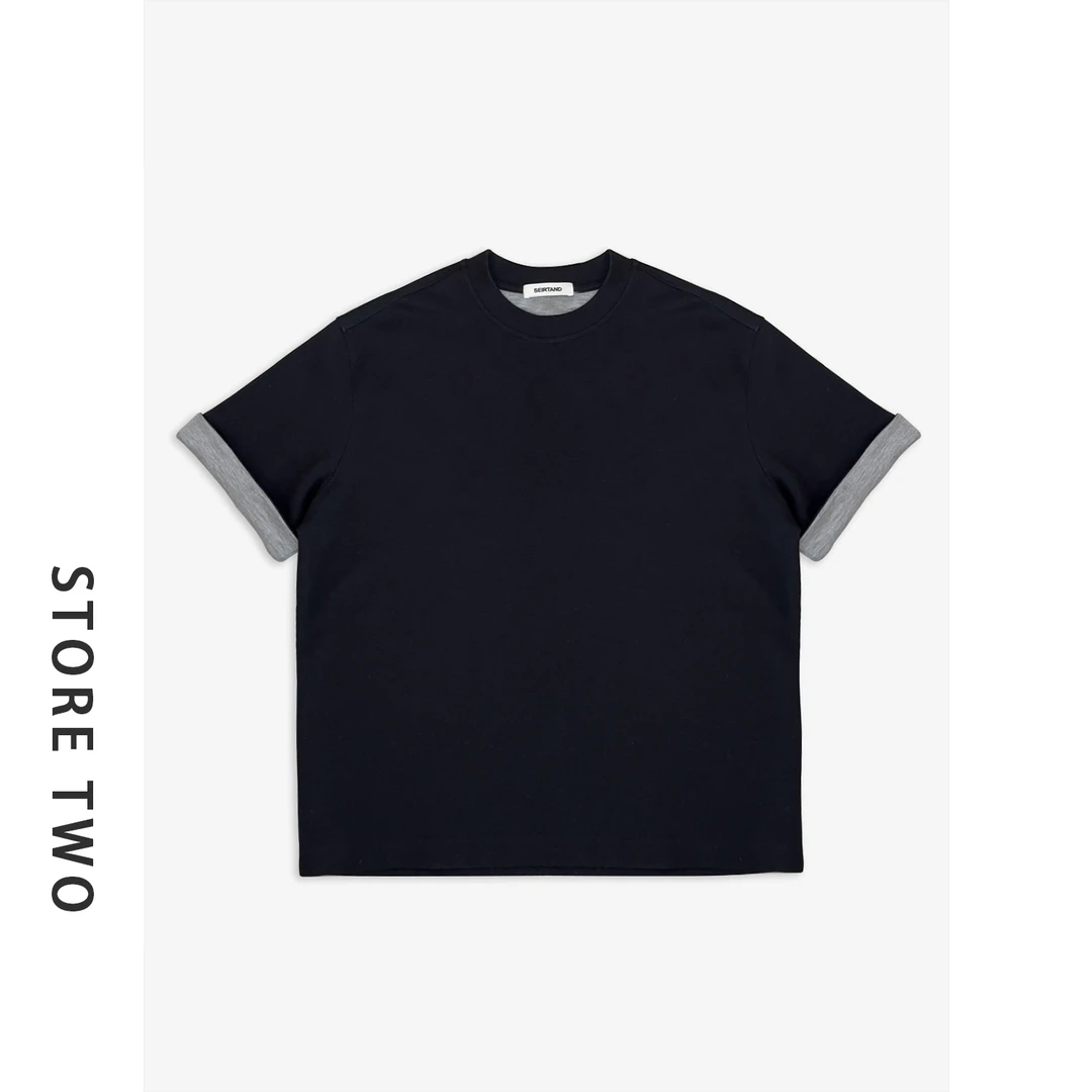 【二掌柜】25ss 重磅320g柔软舒适双拼底色极简百搭羊毛T恤打底短袖