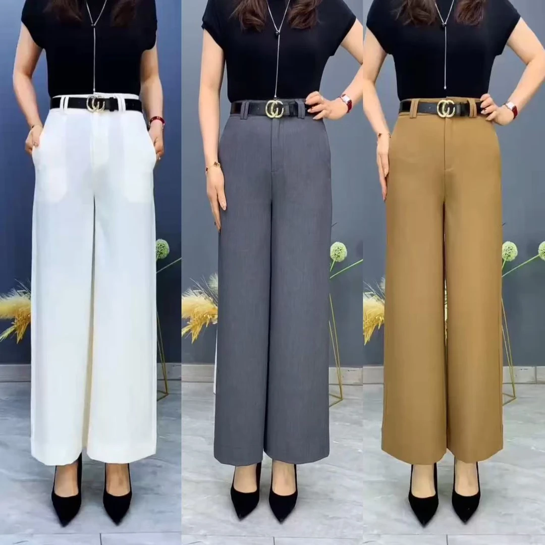 高垂感A字阔腿裤2025春夏女士新款九分阔腿裤气质高腰百搭3506款