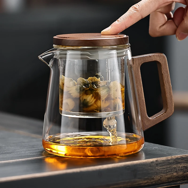 按压式飘逸杯泡茶壶家用办公室玻璃茶杯一键过滤茶水分离杯冲茶器