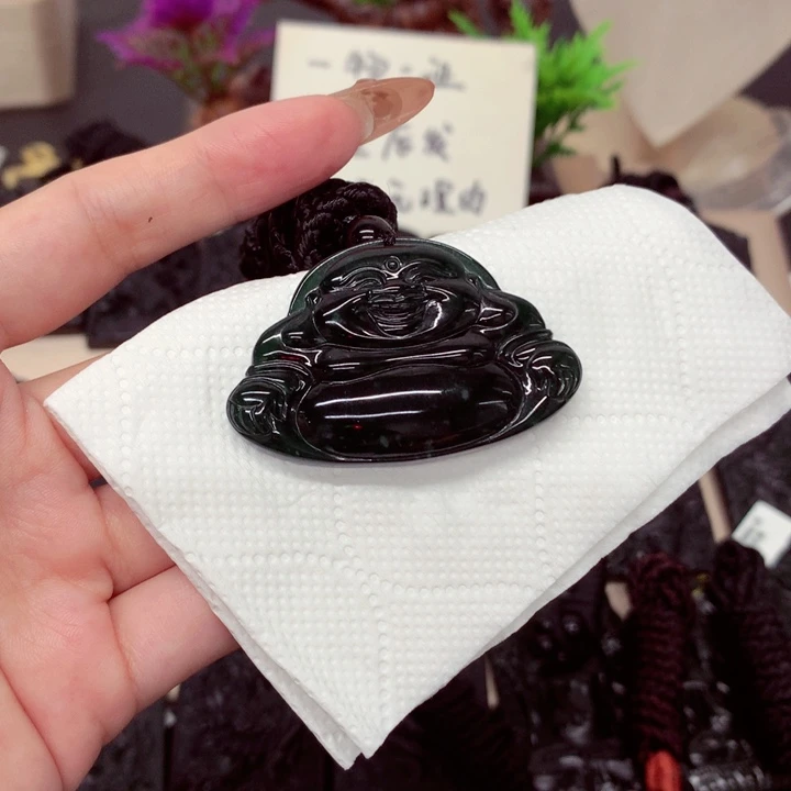 颈饰未镶嵌翡翠天然a货钢琴黑挂件