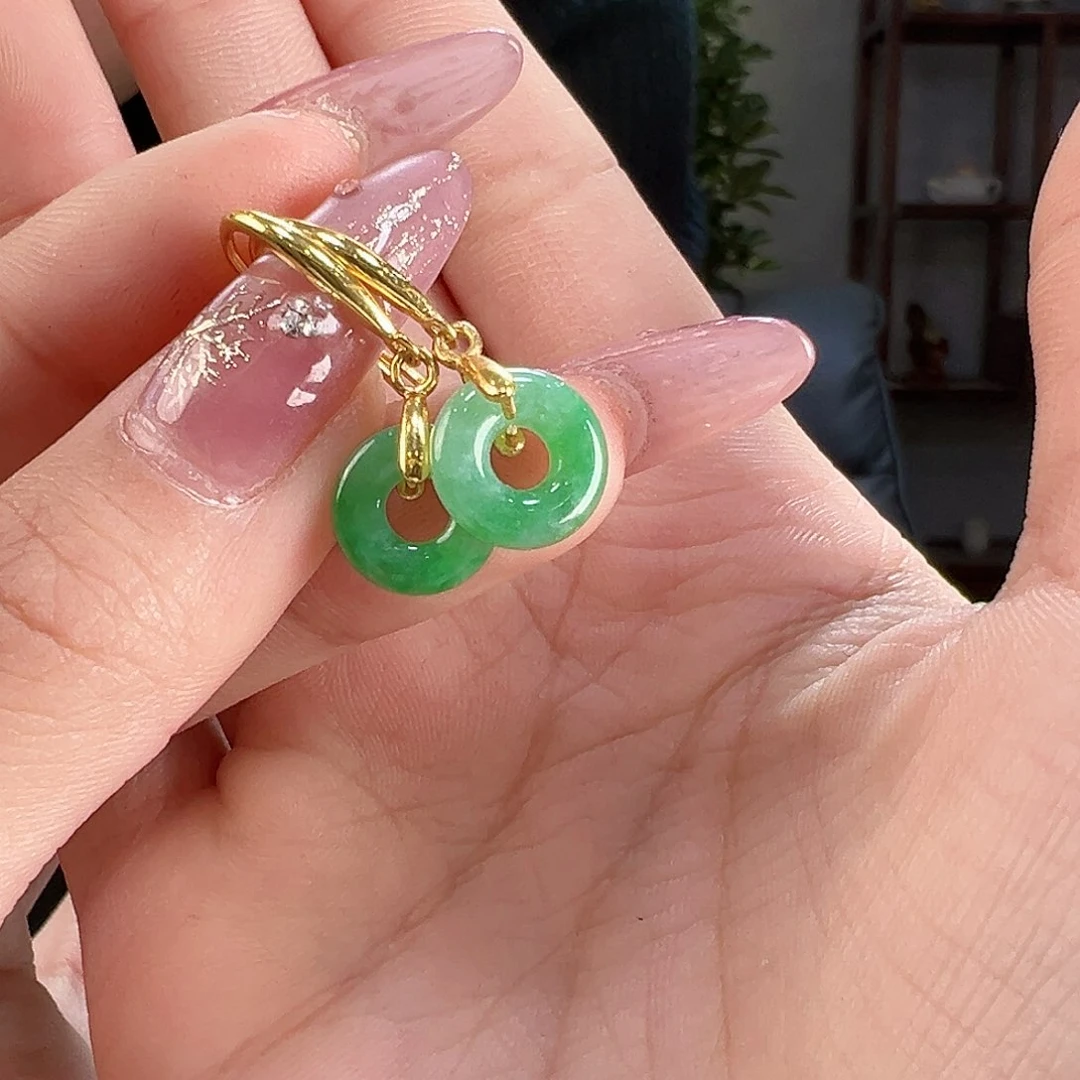 翡翠耳饰银S925镶嵌耳环19