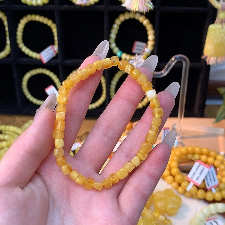 琥珀手链未镶嵌M****白蜜蜡手串素圈