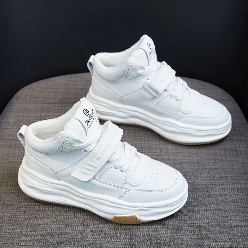 万达撤柜头层牛皮高帮板鞋女2025春夏潮鞋厚底小白鞋潮流百搭网红