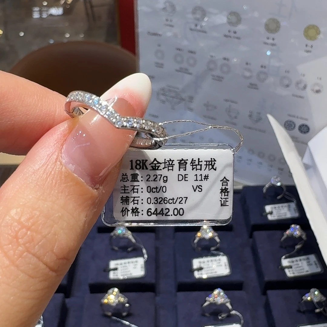 实验室培育钻石18K金镶嵌排戒11圈口