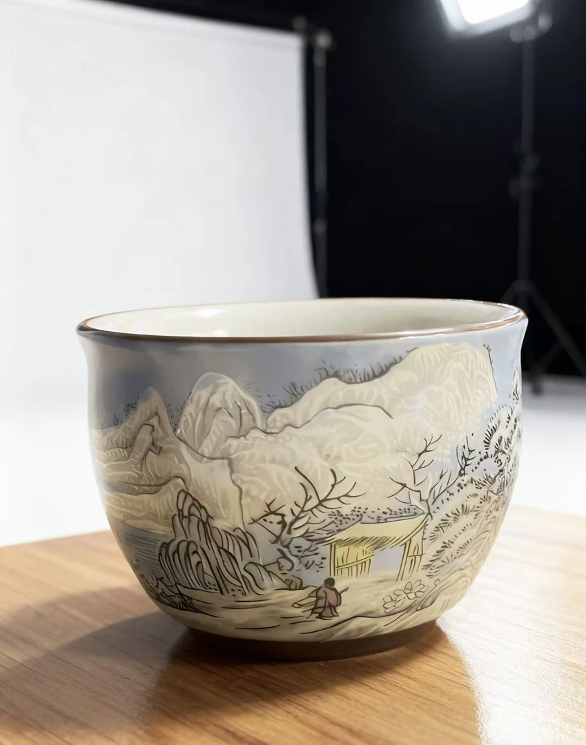 单杯瑞雪兆丰年铜钱茶杯