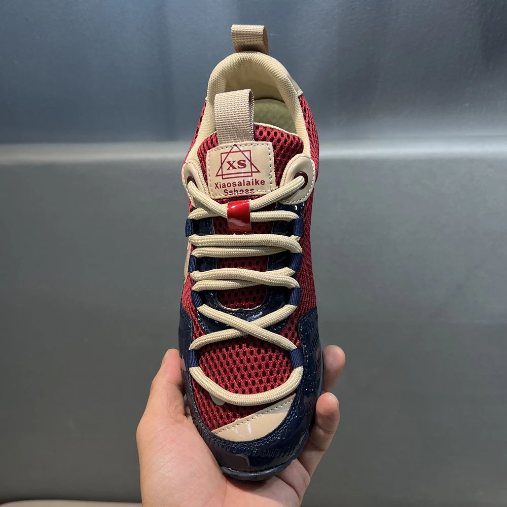 夏季网面ol透气休闲鞋时尚漆皮印花软底软面舒适百搭轻便潮流男鞋