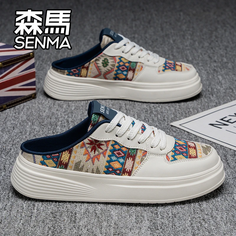 森马包头拖懒人一脚蹬半拖鞋板鞋新款软底外穿透气休闲厚底无后跟