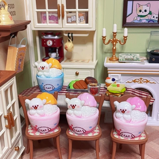 【好困不困定制】线条小狗刨冰！全亮面！默认微瑕！定制食玩 DIY