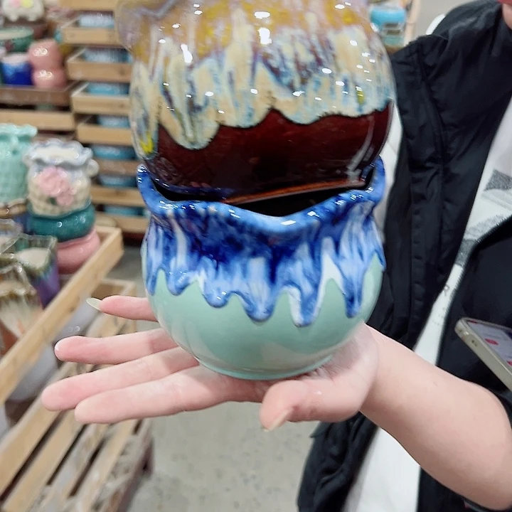 有孔.凑满10元发货多肉陶瓷花盆！