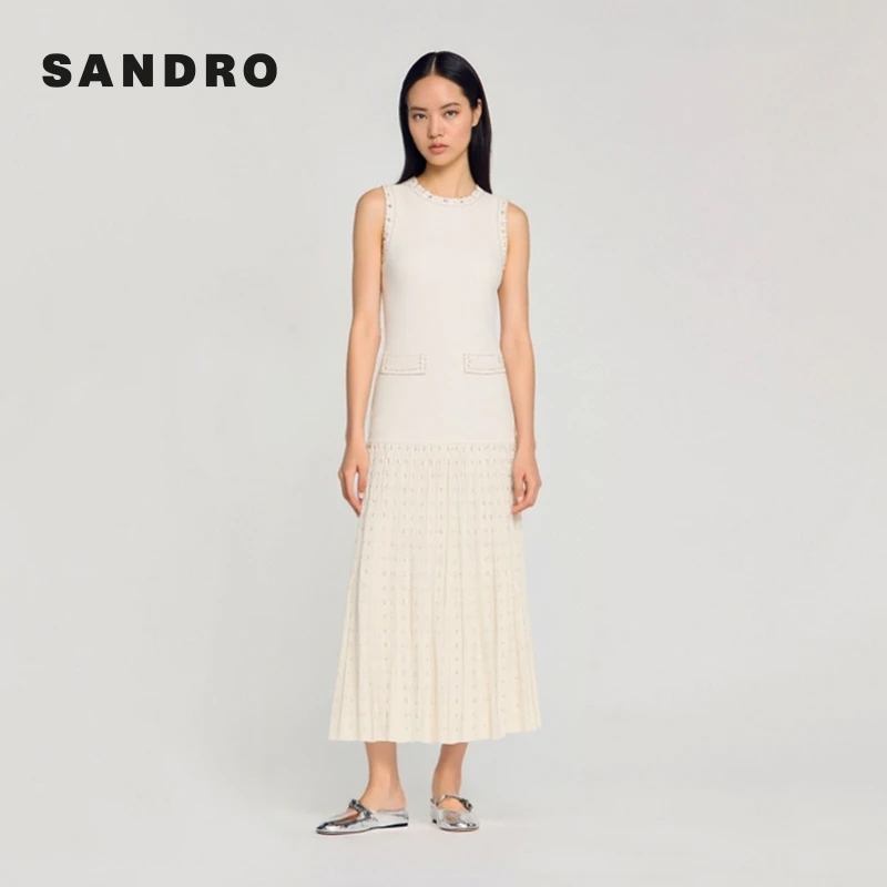 【新春系列】SANDRO2025春夏新款针织连衣裙SFPRO04083