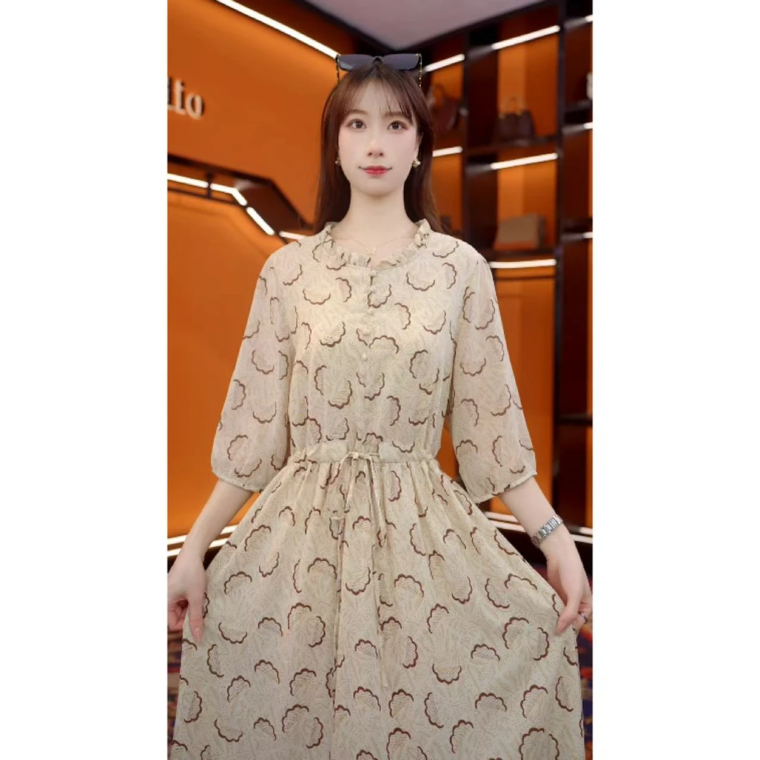 X2126-2025新款高端连衣裙高贵显瘦夏季法式中长款