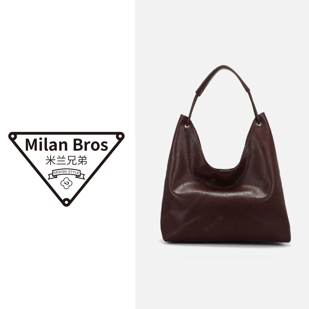 【米兰兄弟】时尚头层牛皮单肩腋下包
