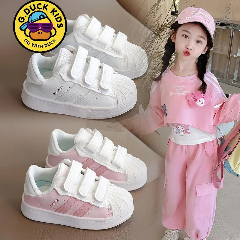 G.DUCKKIDS小黄鸭儿童贝壳头板鞋2025春秋款小白鞋女童男宝宝软底