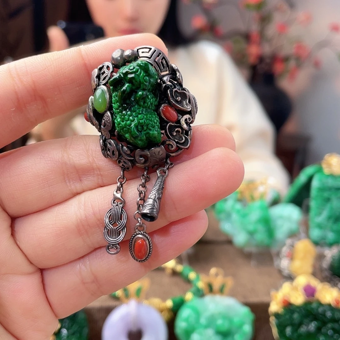 翡翠银S925镶嵌戒指